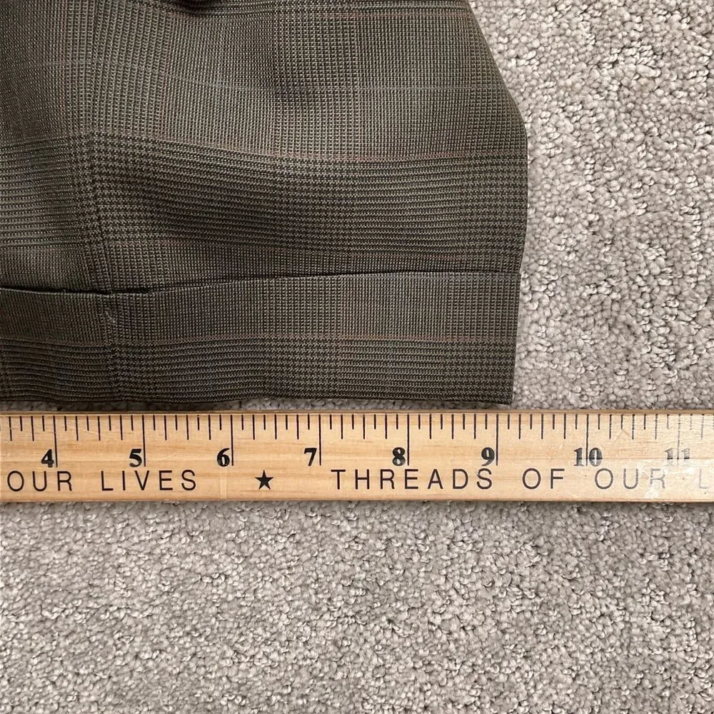Jos. A‎ Bank Suit Men 43R 36W 28L Brown Plaid Wool Classic Fit Career Wool 2pc
